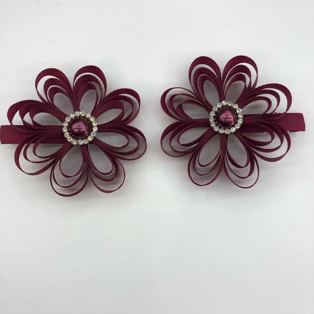 Bows for hair (1 pair)  color wine red